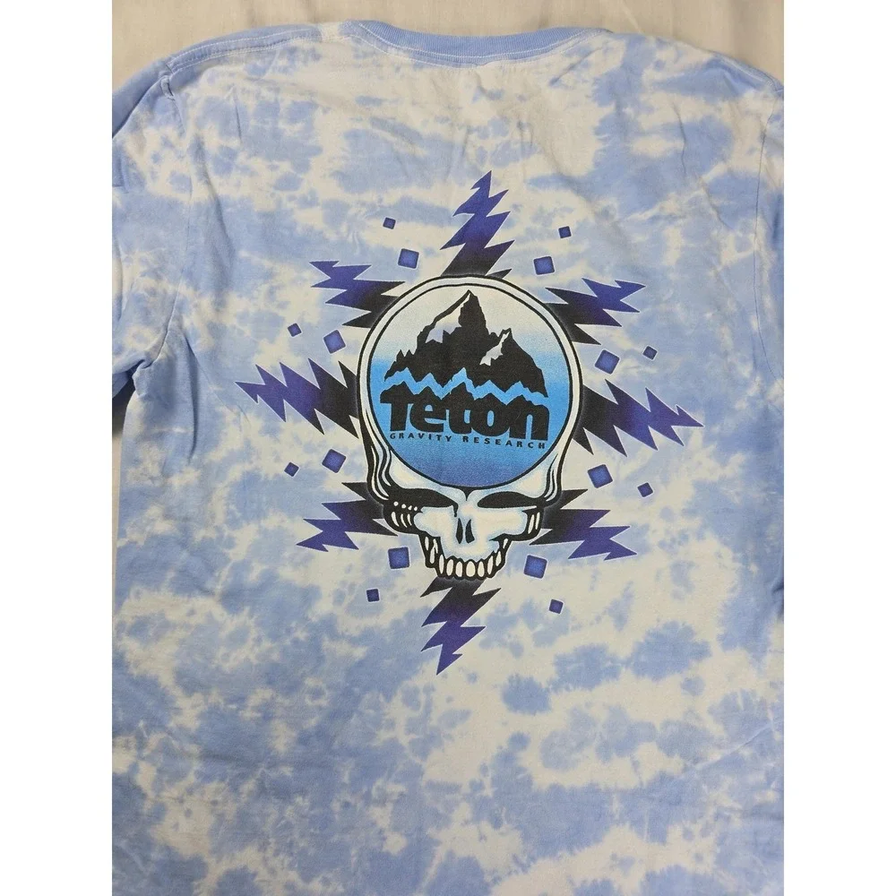 Teton Gravity Research Shirt Mens Small Blue Long Sleeve Grateful Dead Tie Dye
